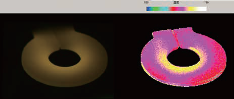 各画像の左が元画像、右が温度分布の疑似カラー表示